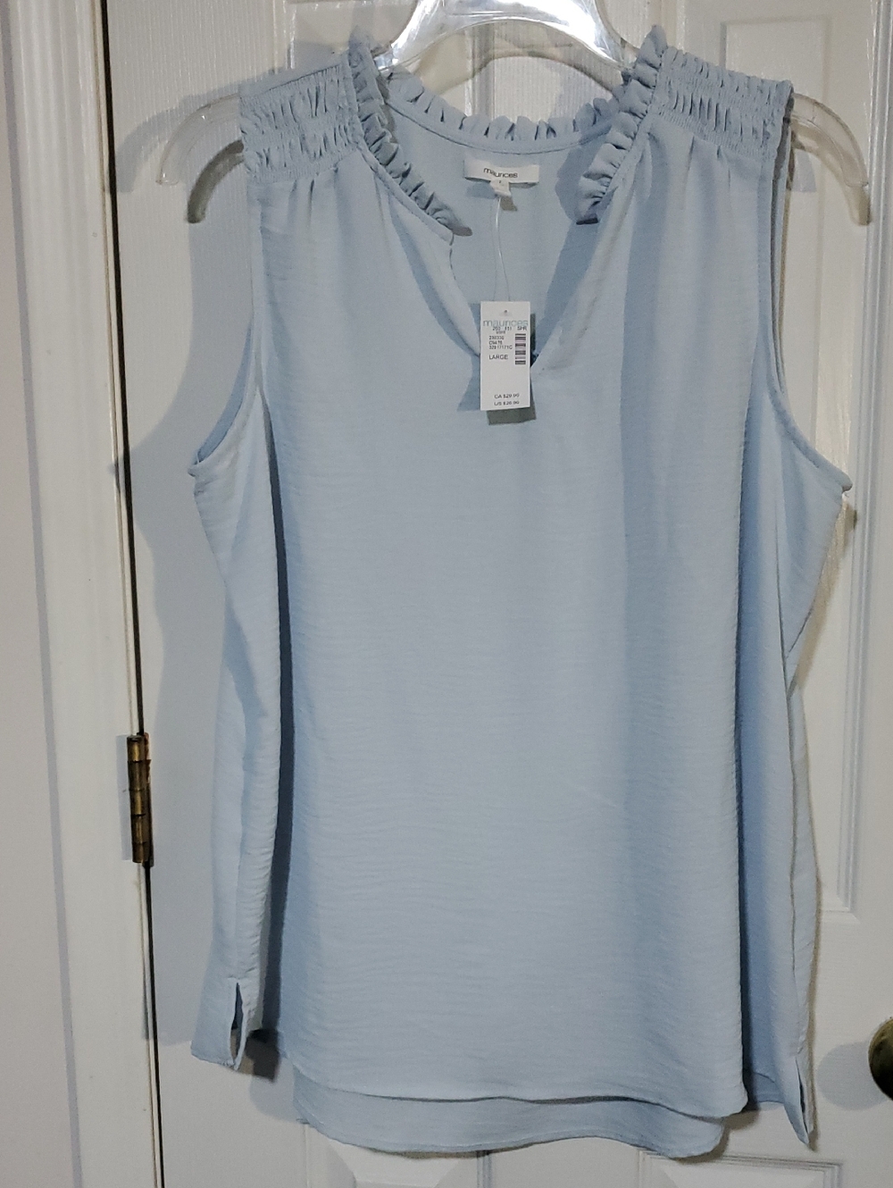 NWT Maurices Pale Blue Ruffle-Trim Sleeveless Top